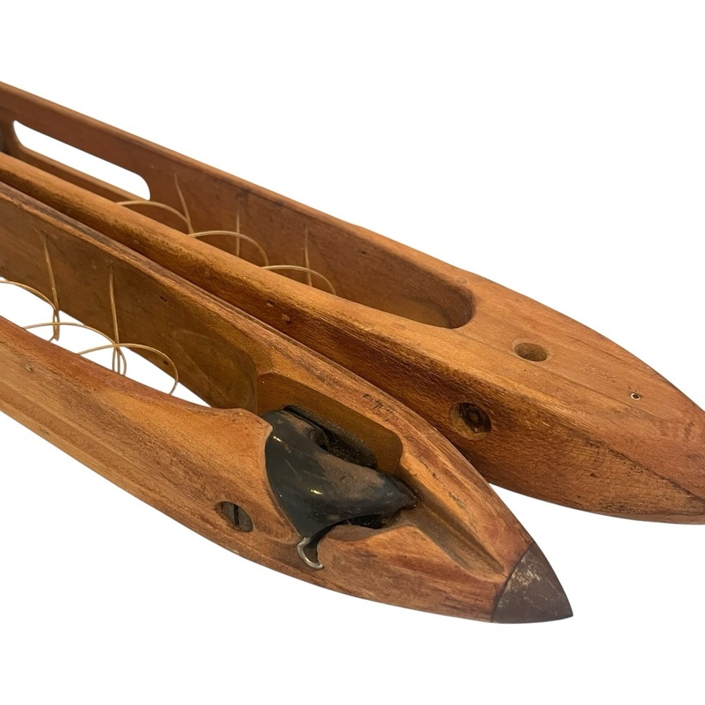 Vintage Pair SH Weaving Loom Boat Shuttles Wood 16" Set of 2